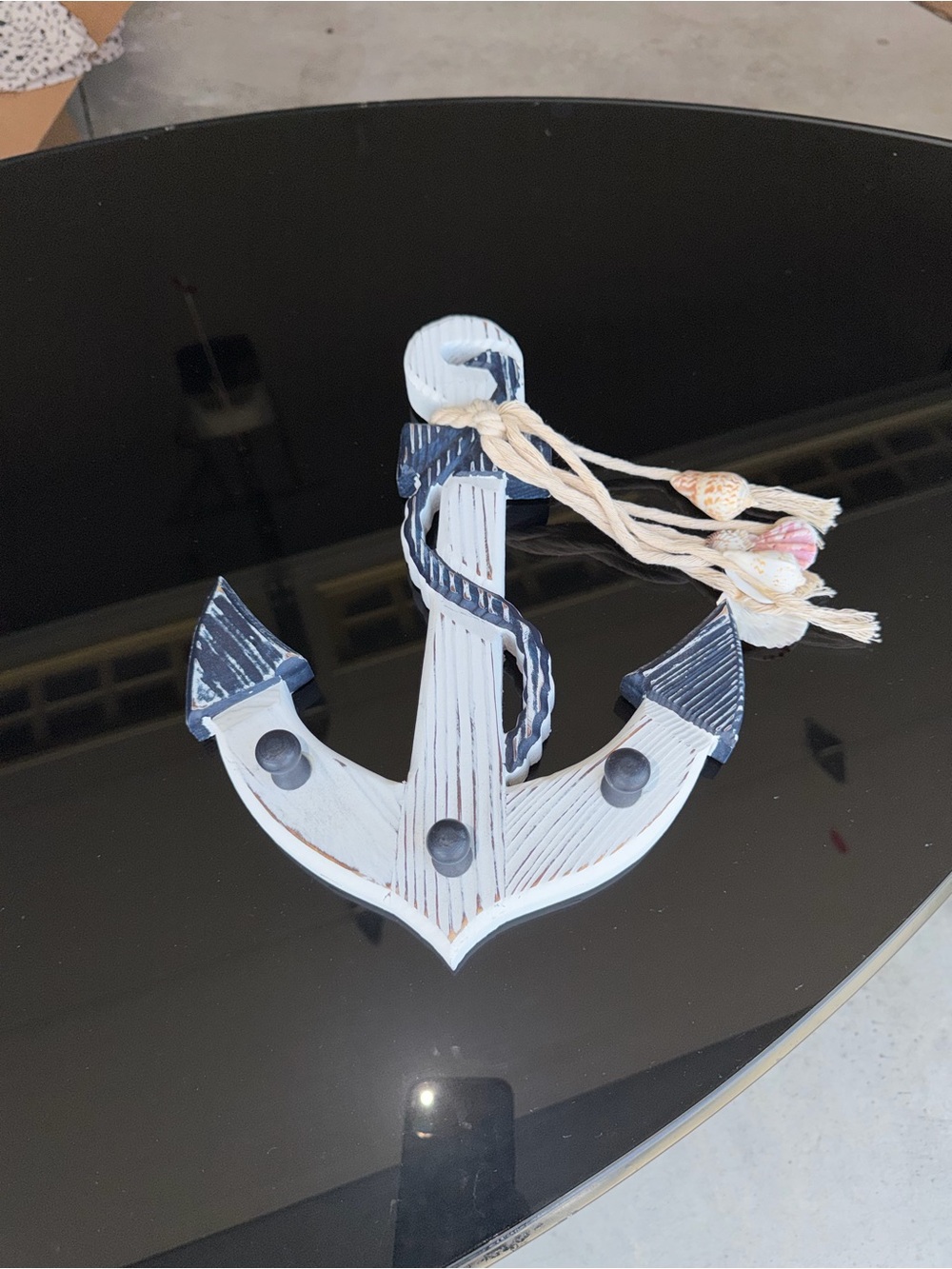 Nautical Wooden Anchor Wall Decor - White & Navy